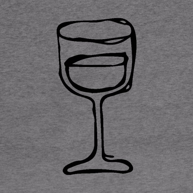 Wine Glass Doodle Black by Mijumi Doodles